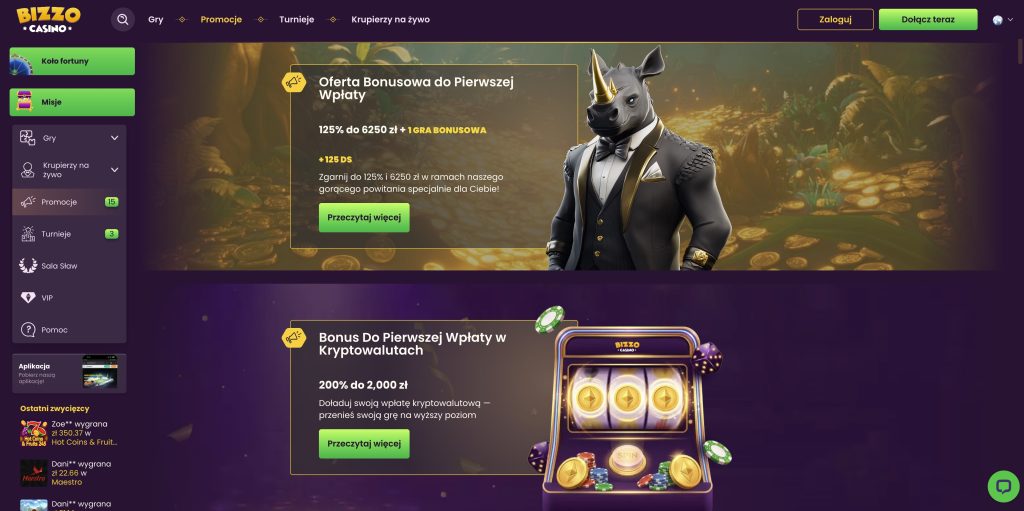 Bizzo Casino bonusy