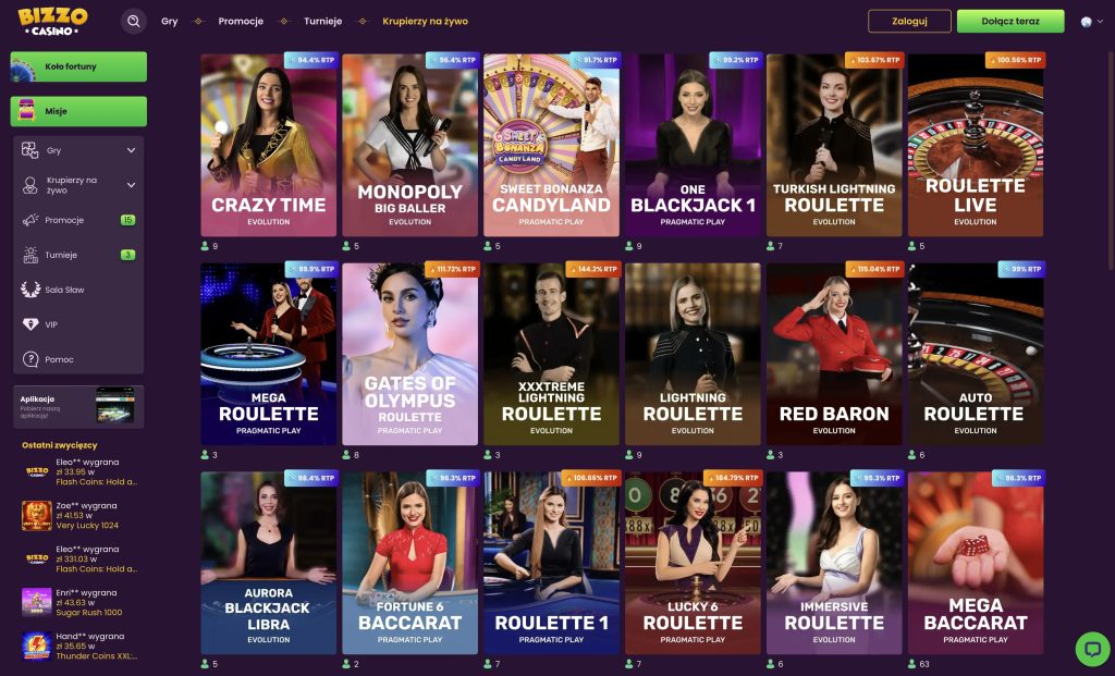 Bizzo Casino - gry kasynowe na żywo
