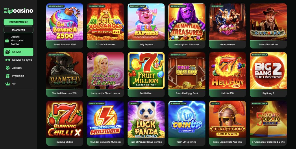 ZipCasino Gier hazardowych