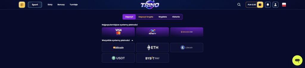 Trino Casino wpłaty i wypłaty