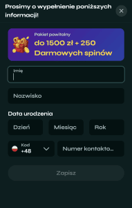 Uzupełnij dane osobowe - 