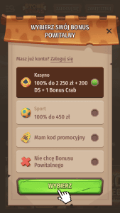 Zarejestruj się i wybierz bonus powitalny