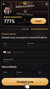 Potwierdź chęć rejestracji i graj