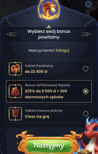 Wybierz swój bonus powitalny - 