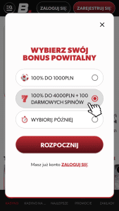 Wybierz bonus powitalny
