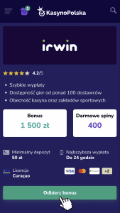 Wejdź na stronę kasyna Irwin