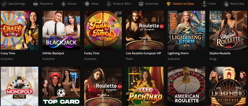 Hugo Casino kasyno na żywo