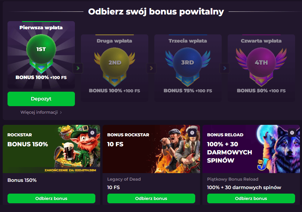 Bonusy w Rockstar Casino
