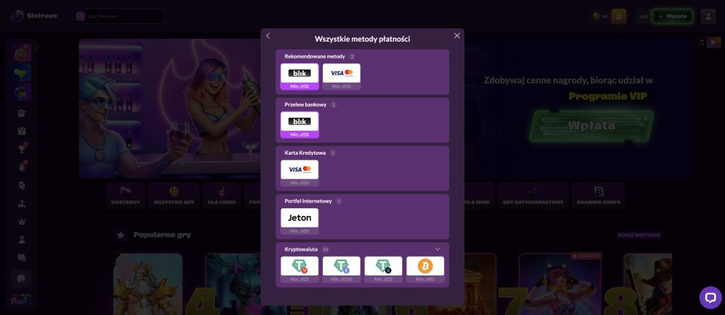 Slotrave Metody płatności