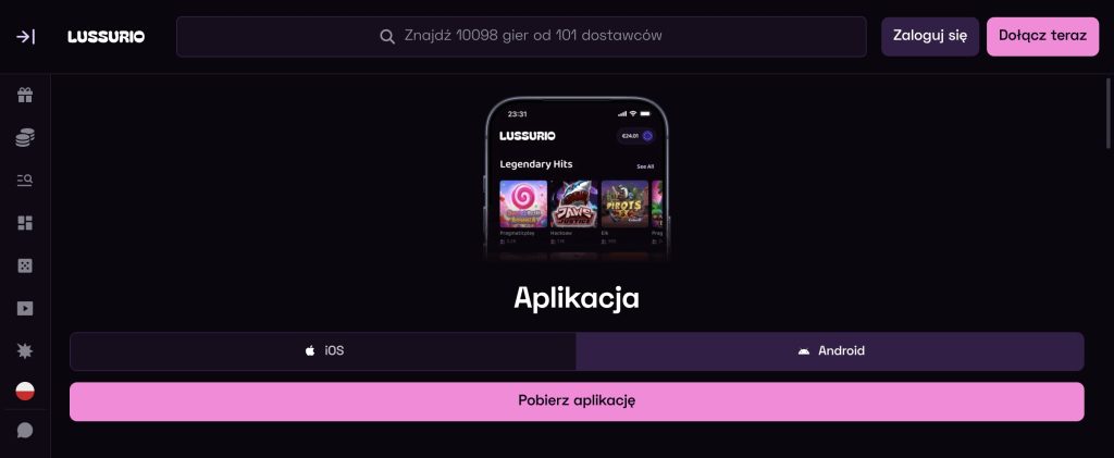 Aplikacja mobilna Lussurio na Androida