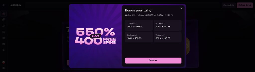 Lussurio bonus powitalny